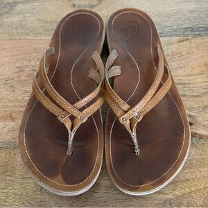OluKai Brown Leather Sandals